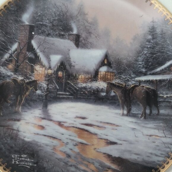 Thomas Kinkade A CHRISTMAS WELCOME Plate Gather At Our HomeW/ COA 1997 vintage - Picture 2 of 5